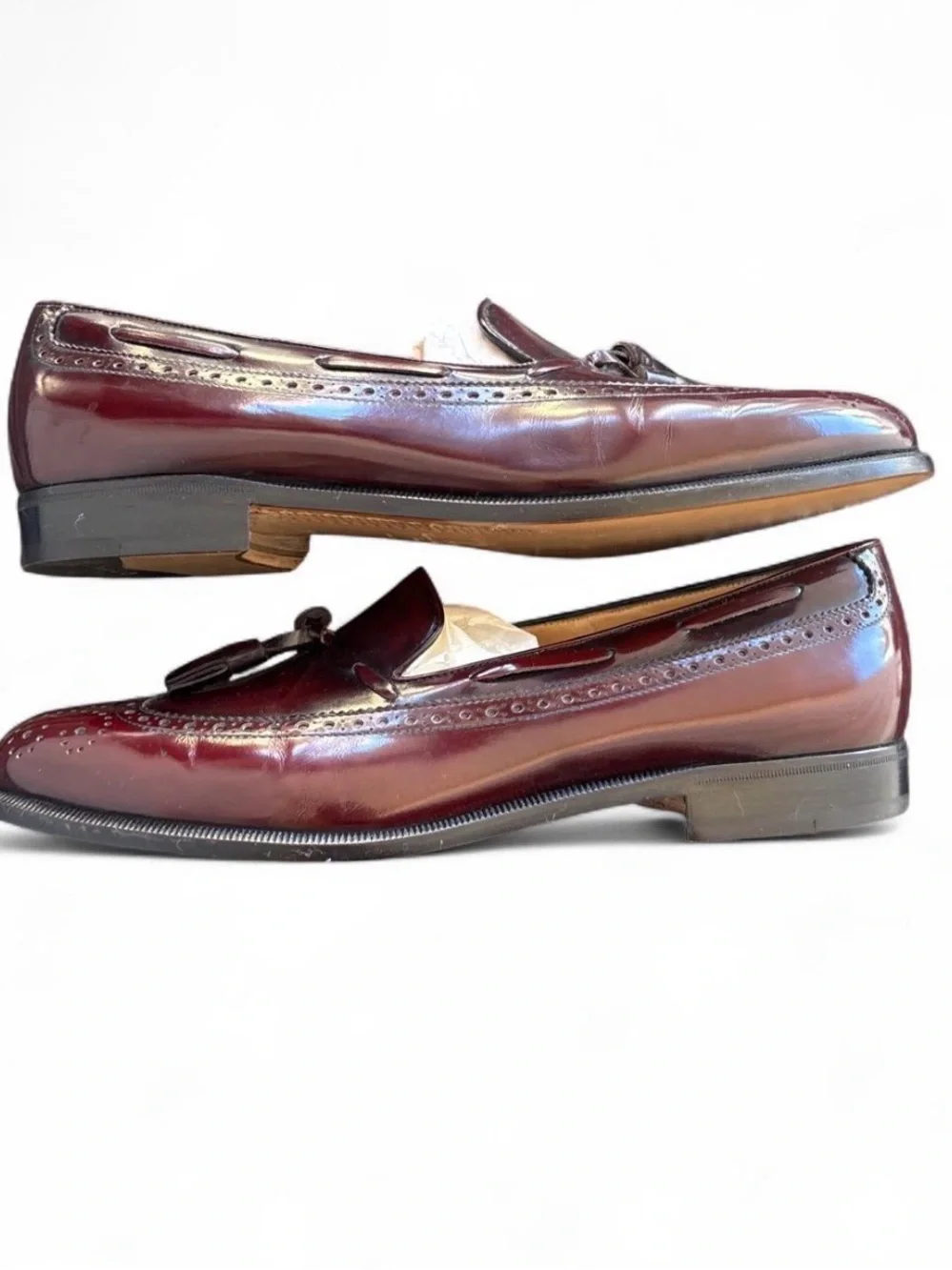 Salvatore Ferragamo Men's Burgundy Tassel Wingtip Loafers